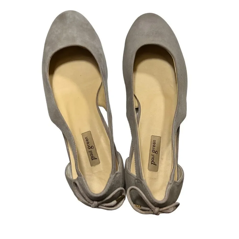 Paul Green Maureen Rosewood Suede Cutout Flats W/Back Bow Sz 3/5.5,  Gorgeous!
